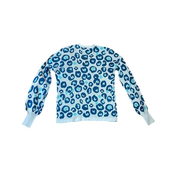 Lilly Pulitzer Jasmina Sweater Womens XS Blue Don’t Be A Cheetah Animal Print - Picture 4 of 5